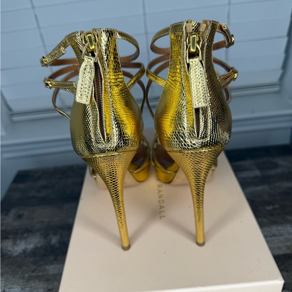 Ralph Lauren Purple Label Gold Strappy Heels - Picture 2 of 2